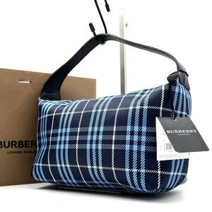 《新品未使用品》タグ付 BURBERRY ノバチェック レザー キャンバス バニティ ミニポーチ バーバリー 手提げ