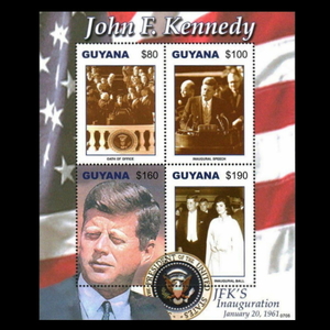 ■ガイアナ切手　ジョン・Ｆ・ケネディ大統領　4種シート