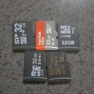 マイクロSDカード 32GB5枚　合計160GB 中古品、データ消去フォーマット済みです。