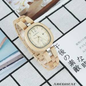 かわいい 木製腕時計 ベージュ 軽量 日本製クオーツ レディース 天然木 クオーツ カジュアル オシャレ クラシック モダン 女性 腕時計
