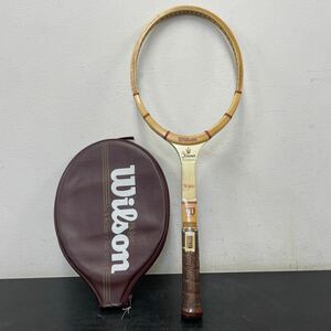 錬C☆110 長期保管品 Wilson テニスラケット Midsize ウィルソン 木製 ガット無し ケース付き
