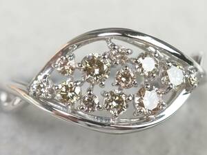 【3698A】Pt950プラチナ 天然ダイヤモンド 0.40ct/3.0g リング 指輪 ♯13