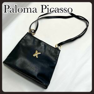 【華やか】Paloma Picasso パロマピカソ　ブラック　ショルダーバッグ　レザーショルダーバッグ