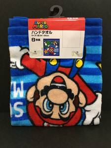 Nintendo/任天堂　スーパーマリオ　ハンドタオル☆彡　２枚組☆　ブルー　新品　SUPER MARIO　丸眞