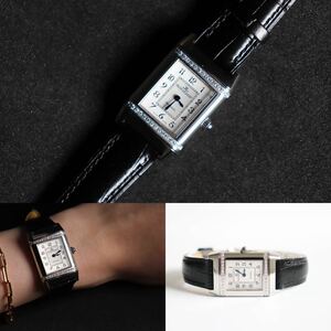 【極美品】JAEGER-LECOULTRE REVERSO LADY DIAMOND WATCH ジャガールクルト レベルソ ステンレス ダイヤモンド ウォッチ