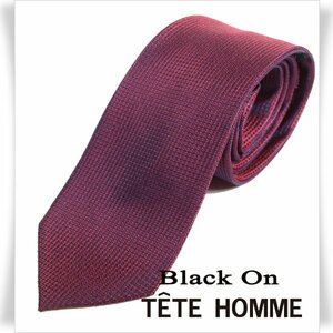 新品1円～★Black On TETE HOMME テットオム シルク絹100％ ネクタイ ボルドー 織柄 正規店本物◆1478◆