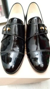 ランバンオンブルーLANVINenBleu　ブラックエナメル　Black　ローファー　シューズ　24.5cm　日本製　本皮　本革　革靴　皮靴