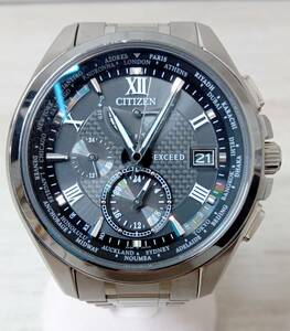 CITIZEN　EXCEED　ダブルダイレクト　フライト　 H820-T020895　AT9054-57E 電波　ソーラー　デイト　チタン製 　文字盤ブラック　箱付