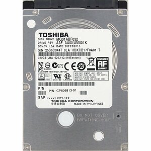 TOSHIBA MQ01ABF032 2.5インチ 7mm SATA600 320GB 2586回 31693時間