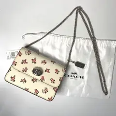 【新品】COACH コーチ 花柄 チェーンショルダーバッグ エナメル 保存袋付