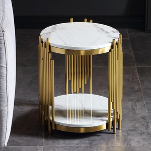 大理石天板とゴールドチタンフレームのサイドテーブル おしゃれ かわいい インテリア 家具 コーヒーテーブル エンドテーブル エレガント