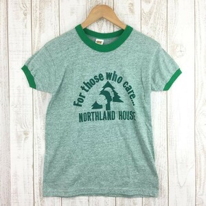 UNISEX L 70s NORTHLAND HOUSE リンガー ヘザー Tシャツ ラッセルオーセンティック 金タグ ビンテージ グリーン系