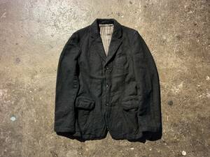 COMME des GARCONS HOMME 05AW ウール縮絨3Bジャケット 裏地ストライプ 2005AW コムデギャルソンオム HP-J037