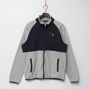 TH5137◎Munsingwear マンシングウェア 切り替え フリースジャケット フロントジップ ブルゾン 袖ロゴ ネイビー×グレー系 サイズL