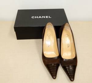 M565/シャネル CHANEL パンプス 36（約22.5㎝）/ダークブラウン スエード スウェード ココマーク ポインテッドトゥ/レディース 靴