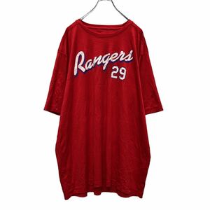 MLB 半袖 プリント Tシャツ 2XL レッド テキサス レンジャーズ 野球 ビッグサイズ スポーツ ウェア 古着卸 アメリカ仕入 a505-5827