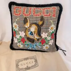 GUCCI グッチ クッション チェック ウール 小鹿 バンビ 未使用