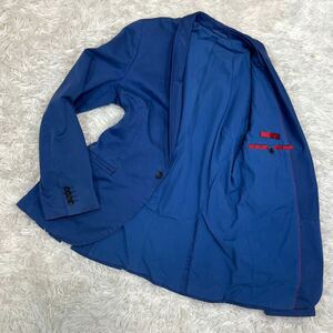 ヒューゴボス　HUGO BOSS テーラードジャケット　ブルー　コットン　48 赤タグ　美品