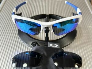 ★美品偏光★OAKLEY FLAK JACKET (A) ポリッシュドホワイト03-917J 63○20