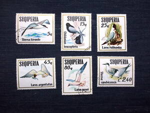 アルバニア切手　海鳥・６種　消印　1973年