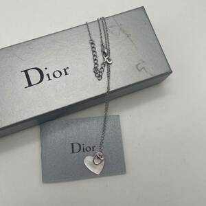 Christian Dior クリスチャン ディオール ネックレス ハート ロゴ シルバー アクセサリー P1170