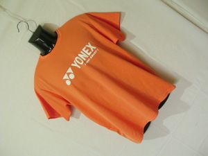 ssy7420 YONEX ヨネックス 半袖 Tシャツ カットソー オレンジ ■ ロゴプリント ■ クルーネック スポーツ Lサイズ
