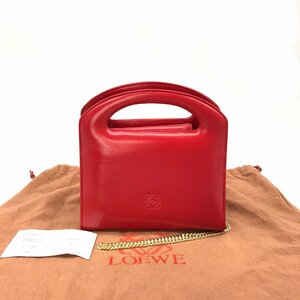 LOEWE ロエベ レザー アナグラム 2WAY ミニ ハンド チェーン ショルダー バッグ 美品 M6593