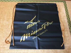 送料無料】ミズノプロ.ビニール巾着袋/Mizunopro/黒ブラック×金ゴールド/未使用新品/検)ショップ.ランドリーバッグ.両紐絞り.ナップサック