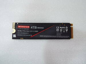 送料無料 PCI-Express Gen4 NVMe M.2 SSD Monster Storage MS950G70PCIe4 4TB 3D NAND 読込7100MB/s 書込6400MB/s