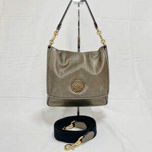 ロエベ 2way ワンショルダーバッグ　ゴールド金具　アナグラムロゴ　マイア　LOEWE