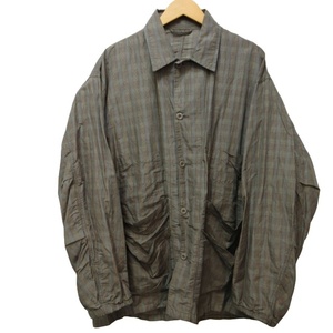 ビームス BEAMS SSZ 21SS グレンチェックシャツジャケット ブルゾン コート 袖ゴム ブラウン L