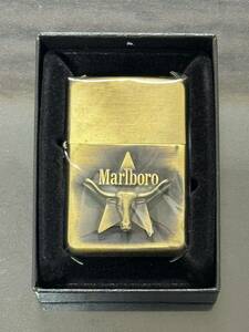 zippo マルボロ ロングホーン 限定品 Marlboro ゴールド 年代物 1993年製 GOLD solid brass 立体メタル ソリッドブラス タバコ銘柄 