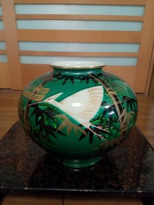 九谷焼　 陽山　花器　花瓶　壺　サギ　1個