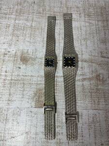 ★a-266　ロガティス ROGATIS メンズ レディース 腕時計 クォーツ 黒文字盤 3針 スクエア ラインストーン コレクション ペアウォッチ