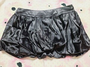 【リエンダ】バルーンミニスカート XS ブラック サテン プリーツ ギャル系