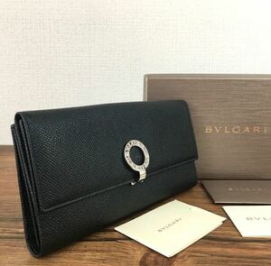 BVLGARI Wホック財布 ブラック レザー ブルガリブルガリ 長財布 箱付き ウォレット 極美品