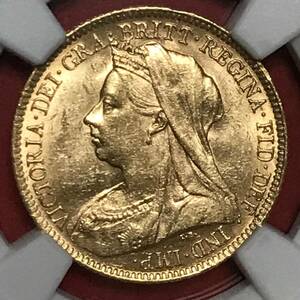 ★1901 イギリス　1/2ソブリン金貨　ビクトリア・オールド　NGC MS 61