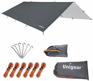 軽量 テント 日除け 高耐水加工 タープ 紫外線カット キャンプ 遮熱 防水タープ サンシェルター ポータブル グレー-XL300