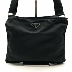 1円 PRADA プラダ ナイロン テスート ロゴプレート ショルダー バッグ ブラック a3308