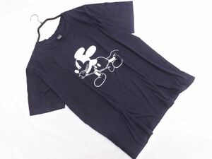 ネコポスOK NUMBER NINE ナンバーナイン Disey ミッキー プリント Tシャツ size5/濃紺 ■■◎ ☆ edb0 メンズ