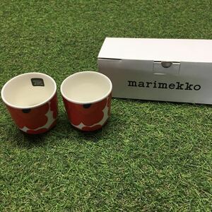 GX4205 MARIMEKKO マリメッコ UNIKKO ウニッコ 067849-001 ラテマグカップ 2個セット食器 ホワイト.レッド 未使用 保管品 コップ