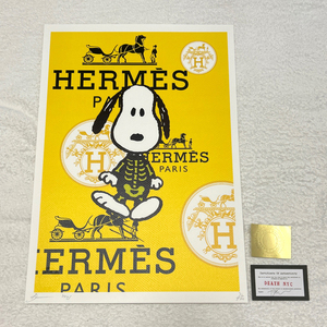 世界限定100枚 DEATH NYC スヌーピー SNOOPY エルメス HERMES ピーナッツ ポップアート PEANUTS アートポスター 現代アート KAWS Banksy