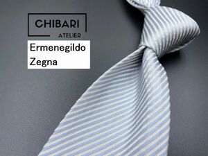 【超美品】ErmenegildoZegna　エルメネジルドゼニア　レジメンタル柄　ネクタイ　3本以上送料無料　ブルー　光沢　0401022