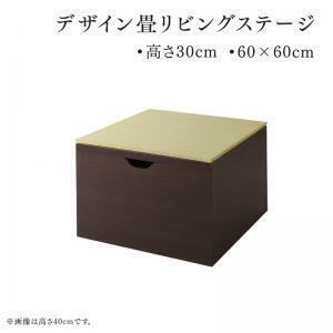 日本製 収納付きデザイン畳リビングステージ そよ風 そよかぜ 畳ボックス収納 60×60cm ロータイプ ダークブラウン グリーン