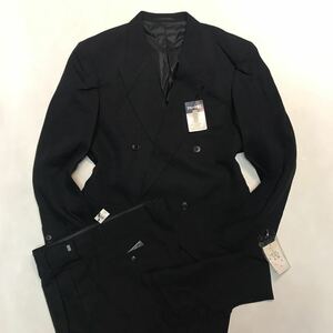 【新品未使用】NicolaPisano★激安タグ付★ダブルスーツ　礼服/サイズXL AB7 ブラック　黒/ノーベン/冠婚葬祭　アジャスター　プリーツ加工