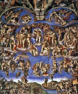 ミケランジェロ 最後の審判 1537-41年 システィーナ礼拝堂(ヴァチカン) 壁紙ポスター 494×594mm はがせるシール式 002S2