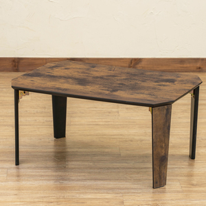 折りたたみテーブル ロータイプ ローテーブル 座卓 ちゃぶ台 完成品 折れ脚 70cm×50cm 木製 SH-11 ヴィンテージブラウン(VBR)