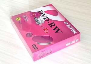 ★未開封品 美品★ RITEK DVD-RW 5枚セット データ用 4.7GB / D-RW2X5PB 5PACK