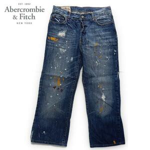 【美品・希少】Abercrombie&Fitch ペンキ加工 デニム ジーンズ アバクロ ペイント ダメージ W34×L34