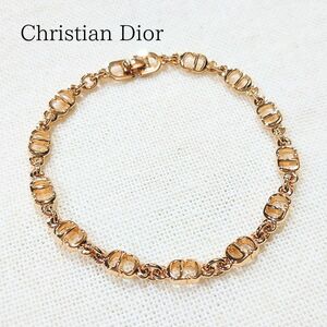 【ほぼ未使用】 Christian Dior CD クリスチャン ディオール CDロゴ チェーン ブレスレット ヴィンテージ ゴールド 箱付き【送料無料】